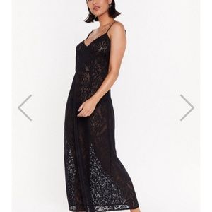 Nasty Gal Sheer Black Lace Beach Coverup/Lounge Wear